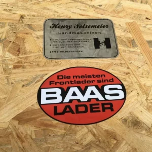 BAAS Frontlader Aufkleber Frontladerschwinge "Die meisten Frontlader sind Baas Lader"